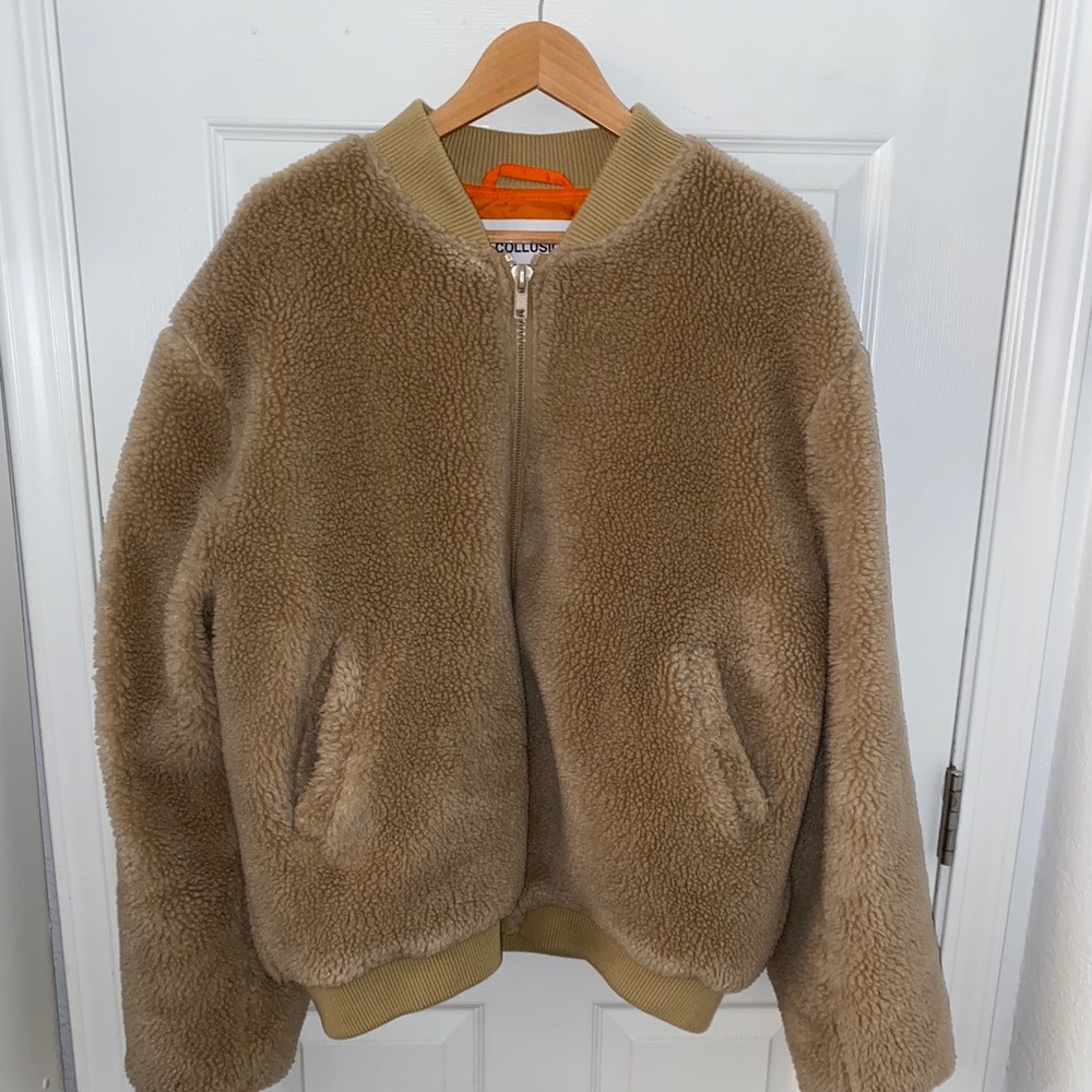 Fluffy bomber jacket